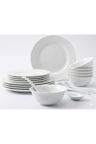 Zinora 24 Pcs Opal ware Dinner set 6 Dinner plate, 6 Dessert plate, 6 Bowls a...