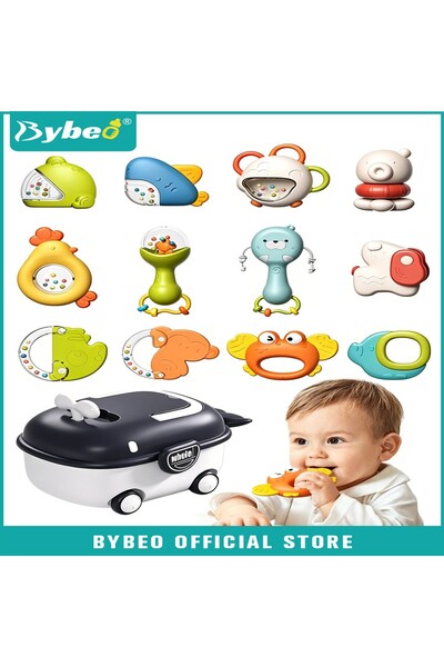 BYBEO 13PCS Baby Rattle Toys, Infant Teething Toys, Grab and Spin Rattles Sen...