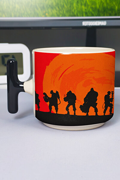 ZipZap كوب فاخر من السيراميك مطبوع عليه Team Fortress (قطعة واحدة) على شكل حر...