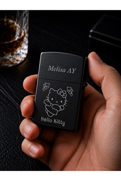 BiTon Toptan Kişiye Özel Hello Kitty Temalı Metal Benzinli Çakmak | Özel Prem...