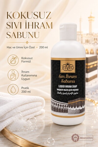 İlkbenaldim İhrama Uygun Kokusuz Sıvı Sabun 200ml Hac ve Umre İçin Sabun | Pa...