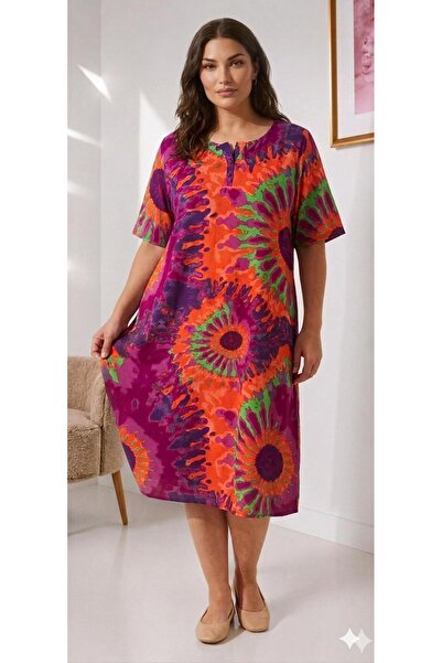 ÖNE BUTİK Women's Summer Viscose Short Sleeve Dress Li̇kapa