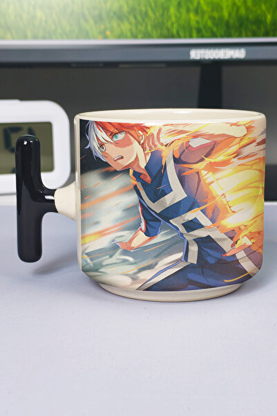 ZipZap Shoto Todoroki Anime Printed Ceramic Luxury Mug (1 Piece) T-Shaped Spe...