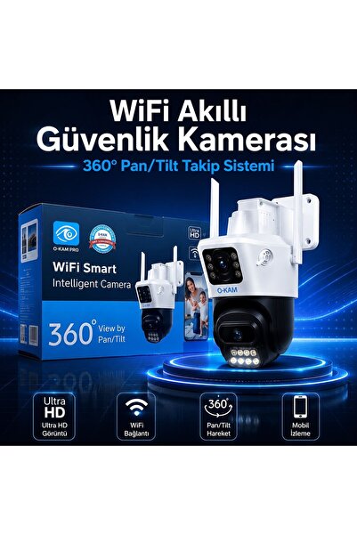O-KAM PRO 360 Derece Dönebilen WiFi Akıllı Güvenlik Kamerası 360° Pan Tilt Ul...