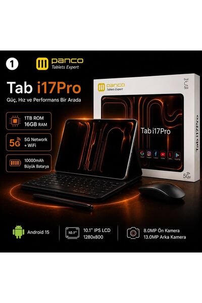 Panco Tab i17 Pro 10.1” IPS LCD Tablet 1TB ROM 16GB RAM Android 15 5G WiFi 10...