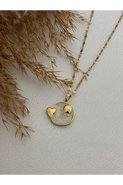 stainless steell Detailed Sun and Heart Steel Necklace