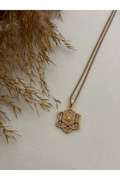 stainless steell Colorful Flower Motif Steel Necklace