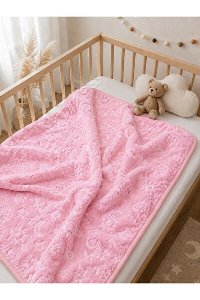 Pure Boutique Pink baby blanket with Patterned 100x100 cm soft fluffy for new...