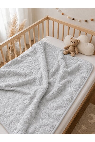 Pure Boutique Сиво бебешко одеяло с шарки, 100x100 см, меко и пухкаво, за нов...