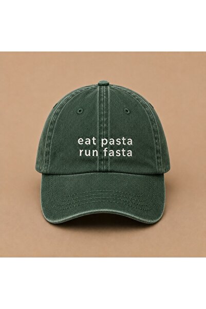 WeavedCo Eat Pasta Run Fasta Written Vintage Washable Hat