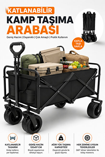 post alley KALIN TEKER Kamp Taşıma Arabası - 360° Döner Tekerlekler Fren Sist...