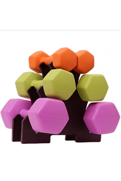 Spokey Set de 6 gantere 12 kg total, 2x1kg, 2x2kg, 2x3kg cu suport inclus