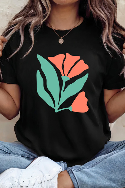 Sarah's Boutique Women's T-shirt – 100% cotton – Abstract Floral