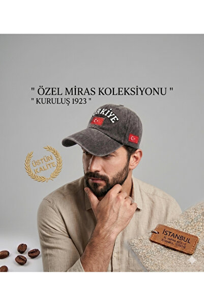 Saba 1923 Özel Seri Türkiye Yazılı Vintage Şapka - Unisex arkadan ayarlanabil...