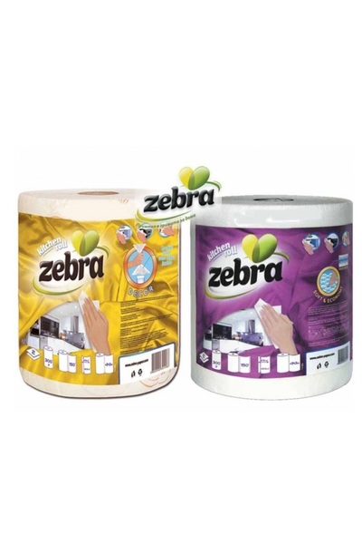Zebra Pack of 2 X Decor & Economy Kitchen Rolls 2 layers, 145 M, 300 sheets, ...