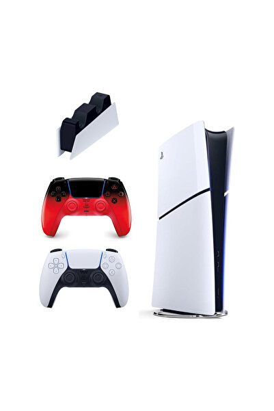 Sony Playstation 5 Slim dijital 825GB + 2.kol Dualsense Techno Red + Ps5 Şarj...