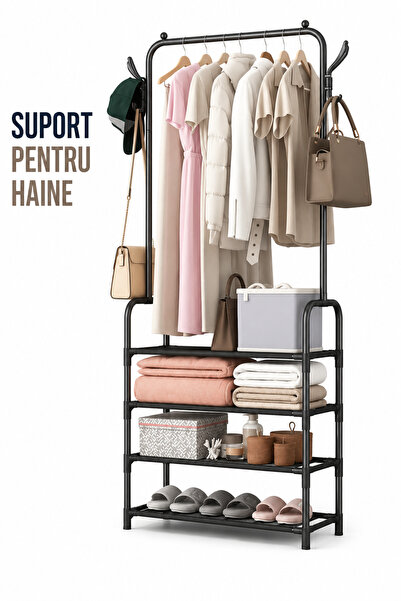 OEM HomeRoy – Dulap Organizator Metalic cu Roți 60x29x170 cm, Bară Haine și 5...