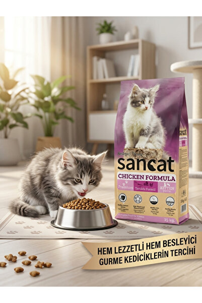 Sancat Kitten Yavru Kedi Maması 15 kg Premium Tavuklu Formül