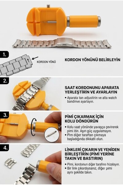 Leerybee Çelik Metal Kordonlu Akıllı Saat Kordon Boyu Ayarlama ve Kısaltma Ap...