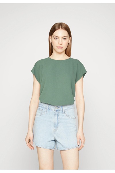 Vero Moda Women's Vminge Zip Top, Back Zipper, Sage Green,