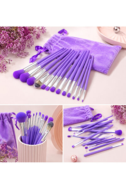 Generics 13 PCS Makeup Brush Set with Velvet Stronge Pouch-Purple