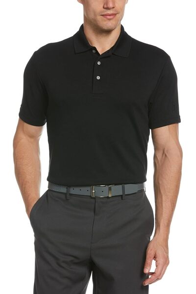 PGA Tour Men's Solid Short Sleeve Mesh Airflux Polo Shirt by