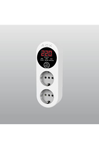 ACK Akım ve Voltaj Korumalı Priz | Çift Prizli | LED Ekranlı | 15 A |3000W Güç Kapasiteli | Aşırı ve Düşük Voltaj Koruması