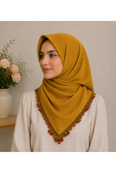 Butik Pamuklu Kiraz İnci Boncuklu Yazma
