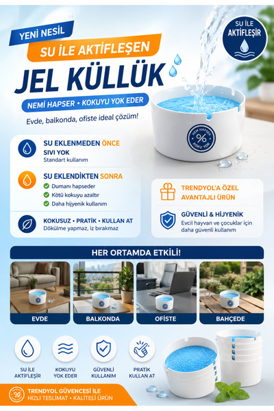ÇARŞI HANEM Su ile Aktifleşen Jel Küllük - Yeni Nesil Kül ve Koku Emici Tek K...