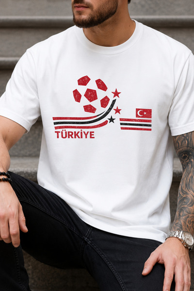 Auryne Jewelry تي شيرت بتصميم خاص لكأس العالم في تركيا للجنسين، مصنوع من القط...