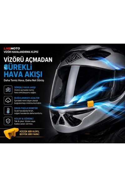 MOTOLİNAS LNSMOTO Kask Vizör Havalandırma Klipsi Anti Buğu Aparatı | Motosiklet Kask Vizör Aralayıcı
