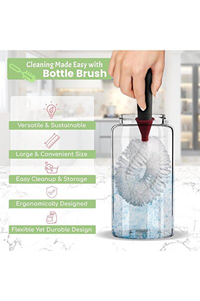 HOMEPRO bottle brush cleaner long handle with Silicone Bristle Head, cup brush for Baby Bottles, Thermos, Stanley Cup