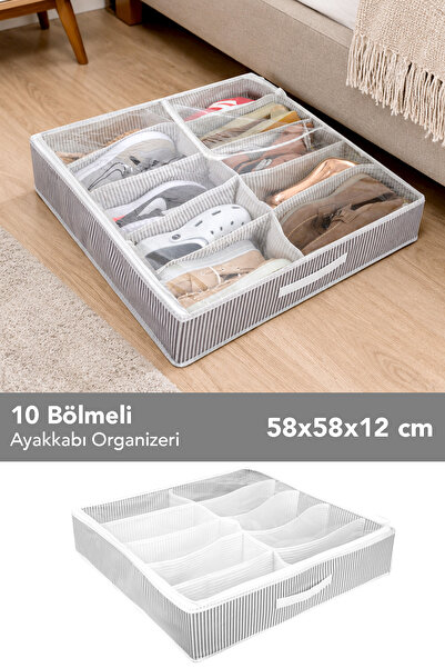 Meleni Home 10 Bölmeli Ayakkabı Organizeri -Dolap İçi Düzenleyici Ayakkabı Hu...
