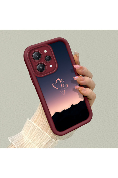 SLIMFELT Redmi 12 4G Uyumlu Yüksek kaliteli renk geçişli kalp silikon kılıf, ...