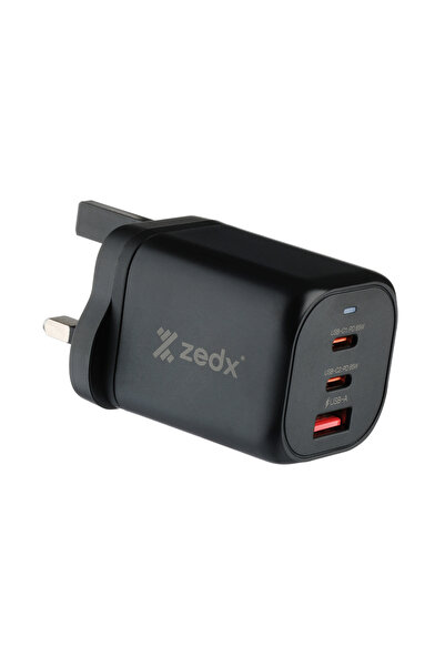 ZEDX ZE-10 65W GaN Ultra Fast Wall Charger 3-Port Power Adapter PD 65W & QC 3...