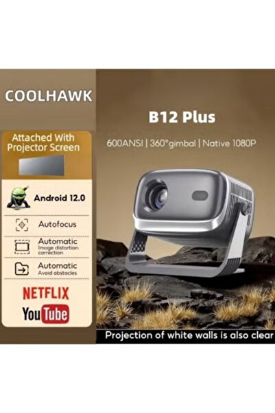 COOLHAWK جهاز عرض بدقة 1080 بكسل عالية الوضوح - (مع شاشة) 600 لومن ANSI/يدعم ...