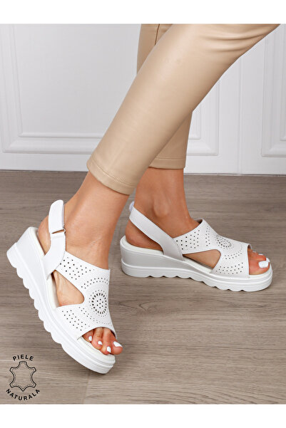 ANGEL BLUE Sandals made of Genuine Leather, casual model with simple straps C...