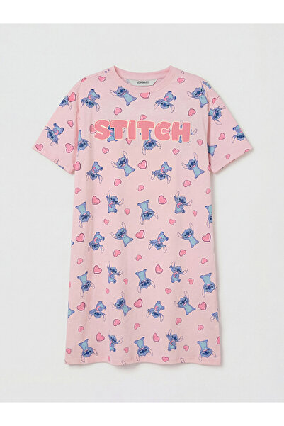 LC Waikiki GÜLİS GİYİM'DEN Pembe Stitch Baskılı Kız Çocuk Gecelik