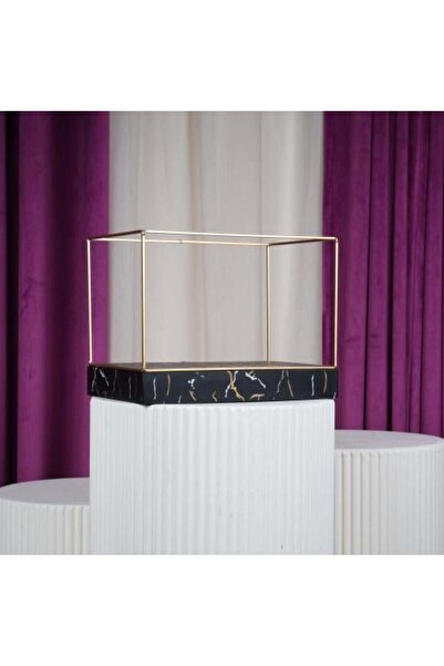 Gifts World Rectangular Gold and Black Gift and Flower Stand