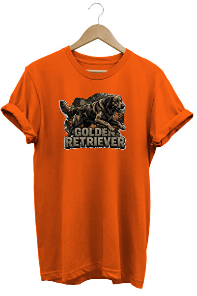 WİDİ Unisex Golden Retriver Printed T-Shirt - Hunter Dogs Series Crew Neck Co...