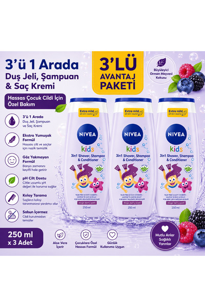NIVEA Alman Kalitesi Çocuklar Için Göz Yakmayan Ekstra Yumuşatıcı Kremli Şamp...