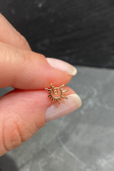 Taşsız Güneş Arka Çiçek Döndürmeli Rose Gümüş Piercing,helix,tragus