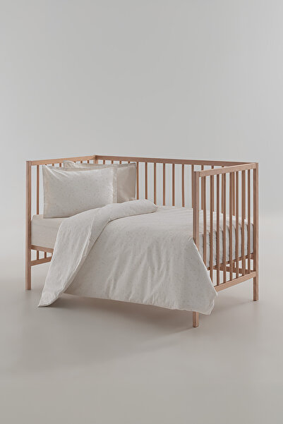 Yataş Mini Piris Printed 100% Cotton Baby Duvet Cover Set - Beige