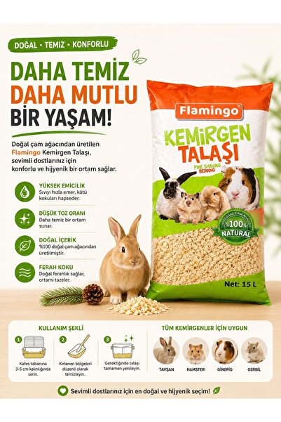 cdk Flamingo Doğal Çam Kemirgen Talaşı Kafes Altlığı Tavşan - Hamster - Ginep...