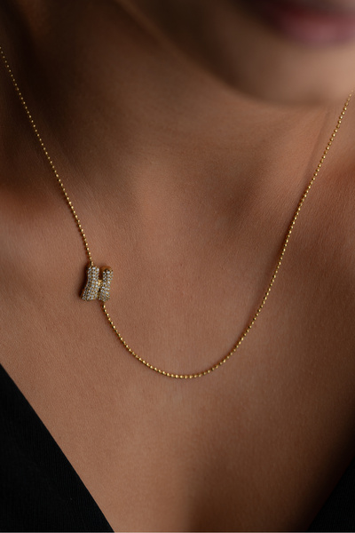 beonejewelry 925 Ayar Gümüş Balon Harf Köprücük Kolye
