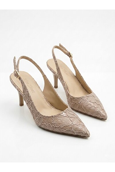 afra shoes Cedy Powder Patent Leather Lace Detailed Heels