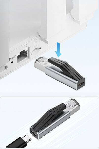 ThenTech Mini Tasarım Type C İnternet Çevirici 1000 Mbps Yüksek Hızlı RJ45 LAN Başlık Laptop Uyumlu
