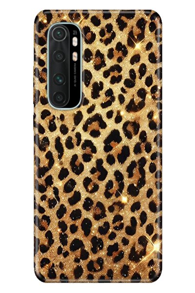 Cekuonline Xiaomi Mi Note 10 Lite Kılıf Yaldızlı Leopar Temalı Desenli Darbe ...