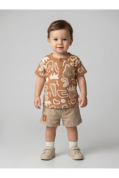 nazar baby Baby Boy Jnr Authentic Printed Muslin Shorts Set