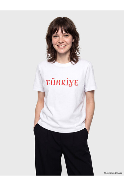 LC Waikiki Nevavm Oval Collar Turkey Printed Women's Sports T-Shirt with a Di...